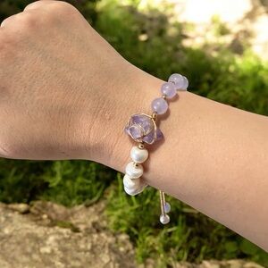 Handmade- Jade, Pearls & Amethyst Bracelet